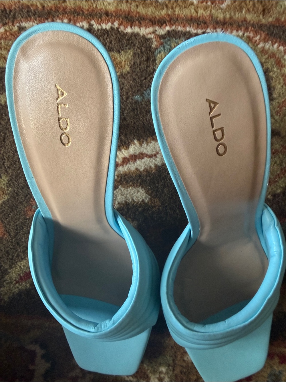 ALDO Women's Sky Blue Quilted Slide Heels - Picture 3 of 4